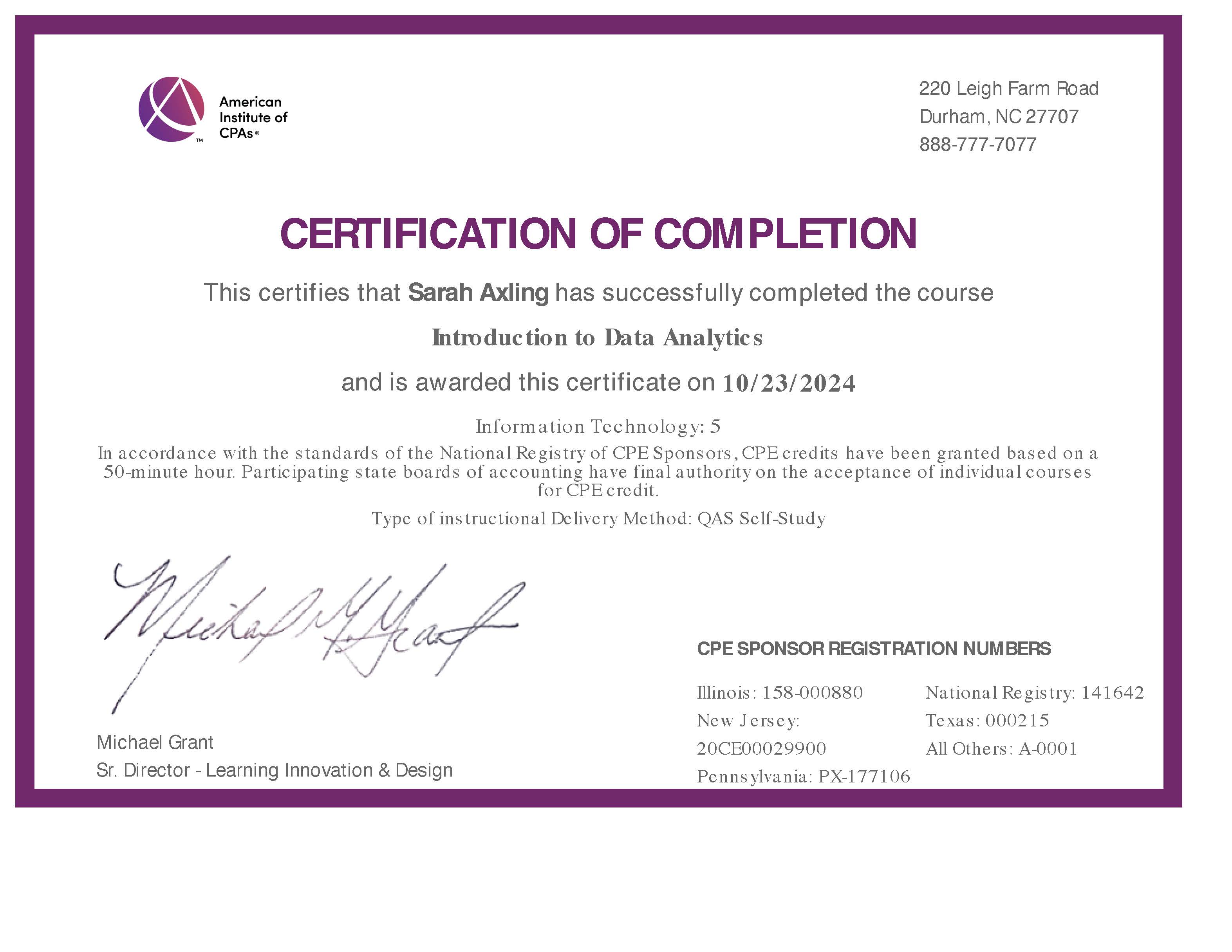 Data Analytics Certificate