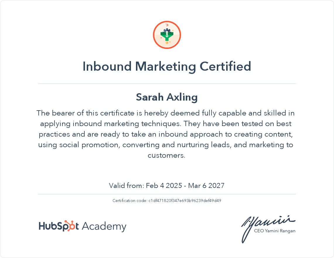 Inbound Marketing Certification